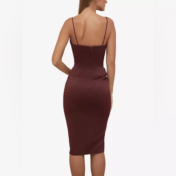 House of CB Anja Satin Corset Midi Dress in Raisin - Picture 4 of 5
